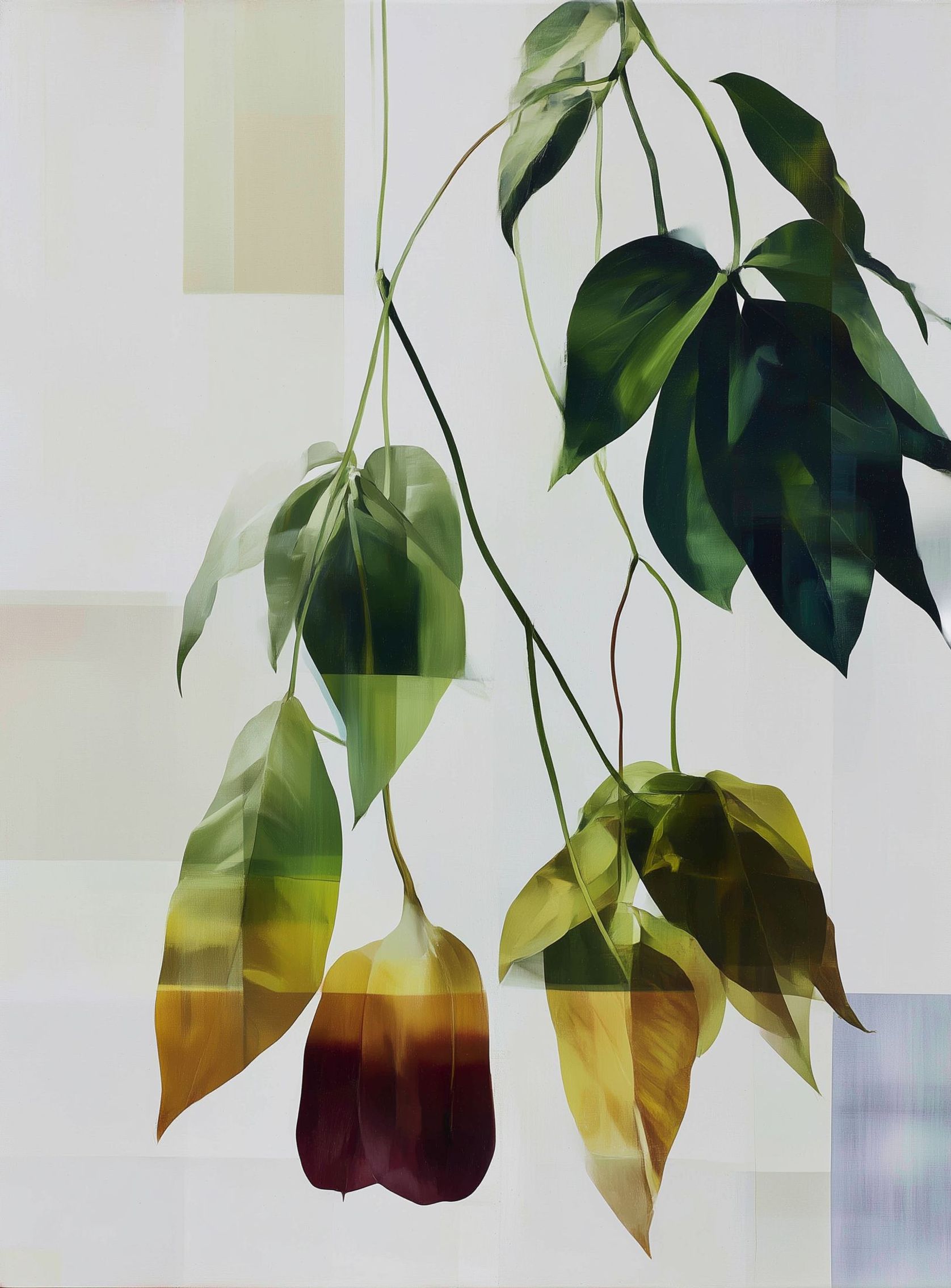 Green fading into amber leaves