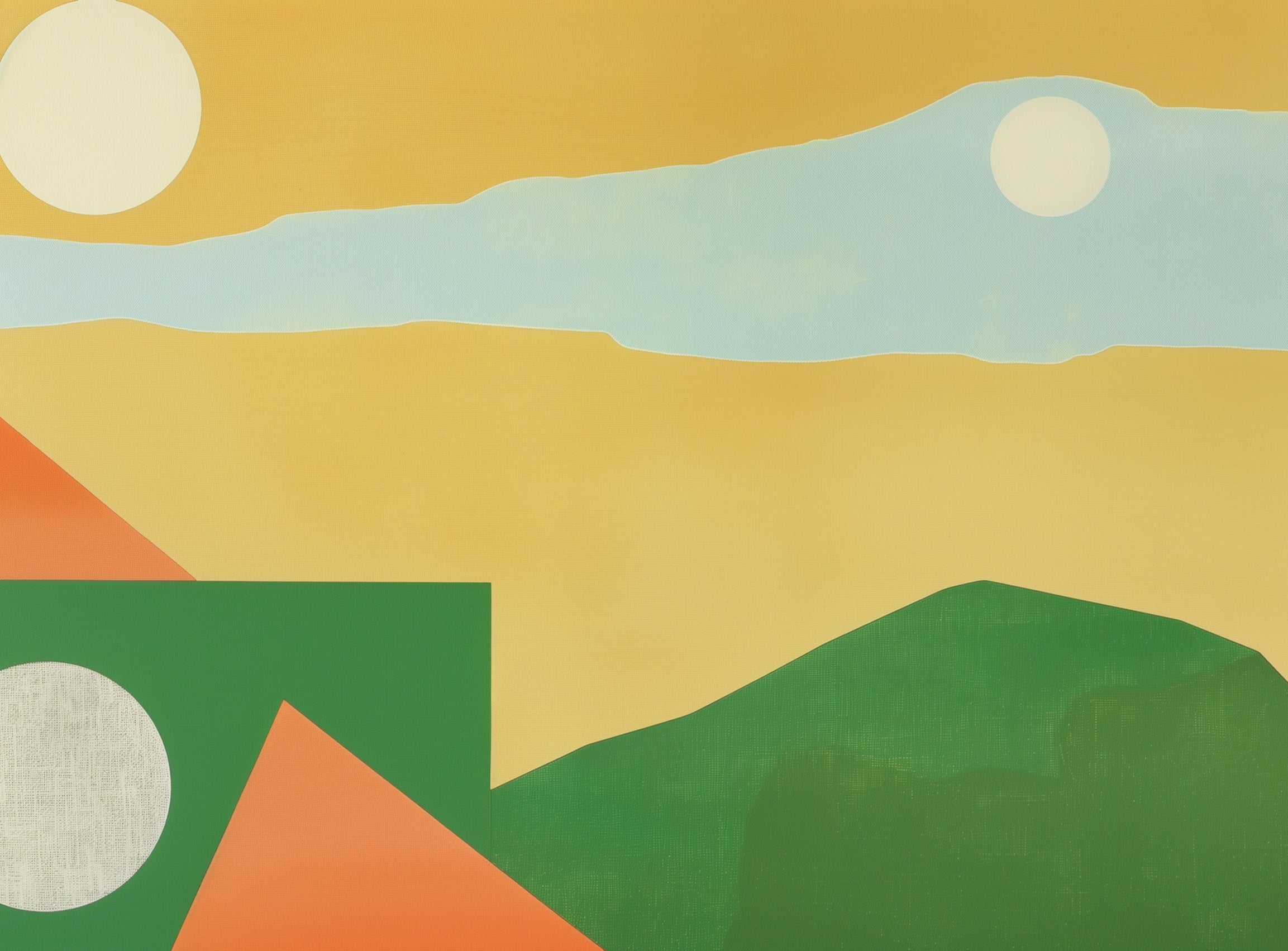 Two suns in yellow sky