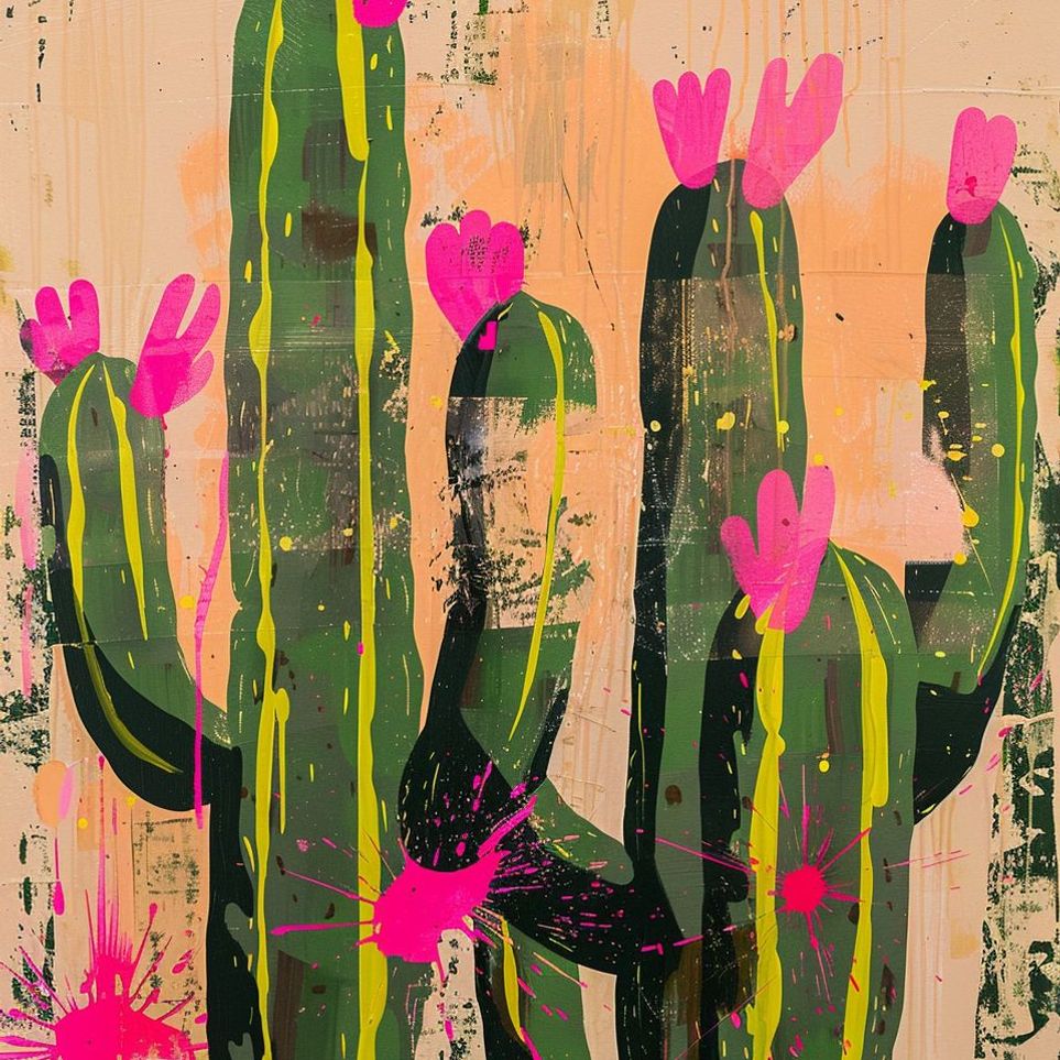 Pink blooms on cacti
