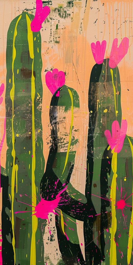 Pink blooms on cacti
