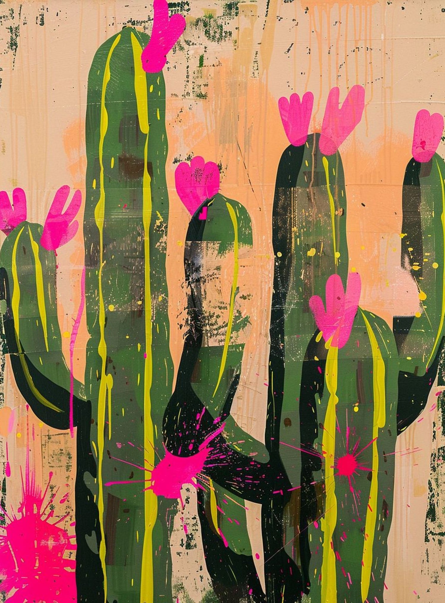 Pink blooms on cacti