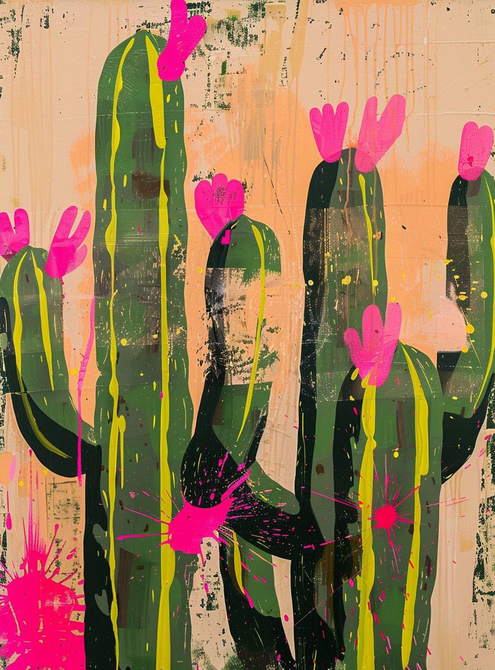 Pink blooms on cacti
