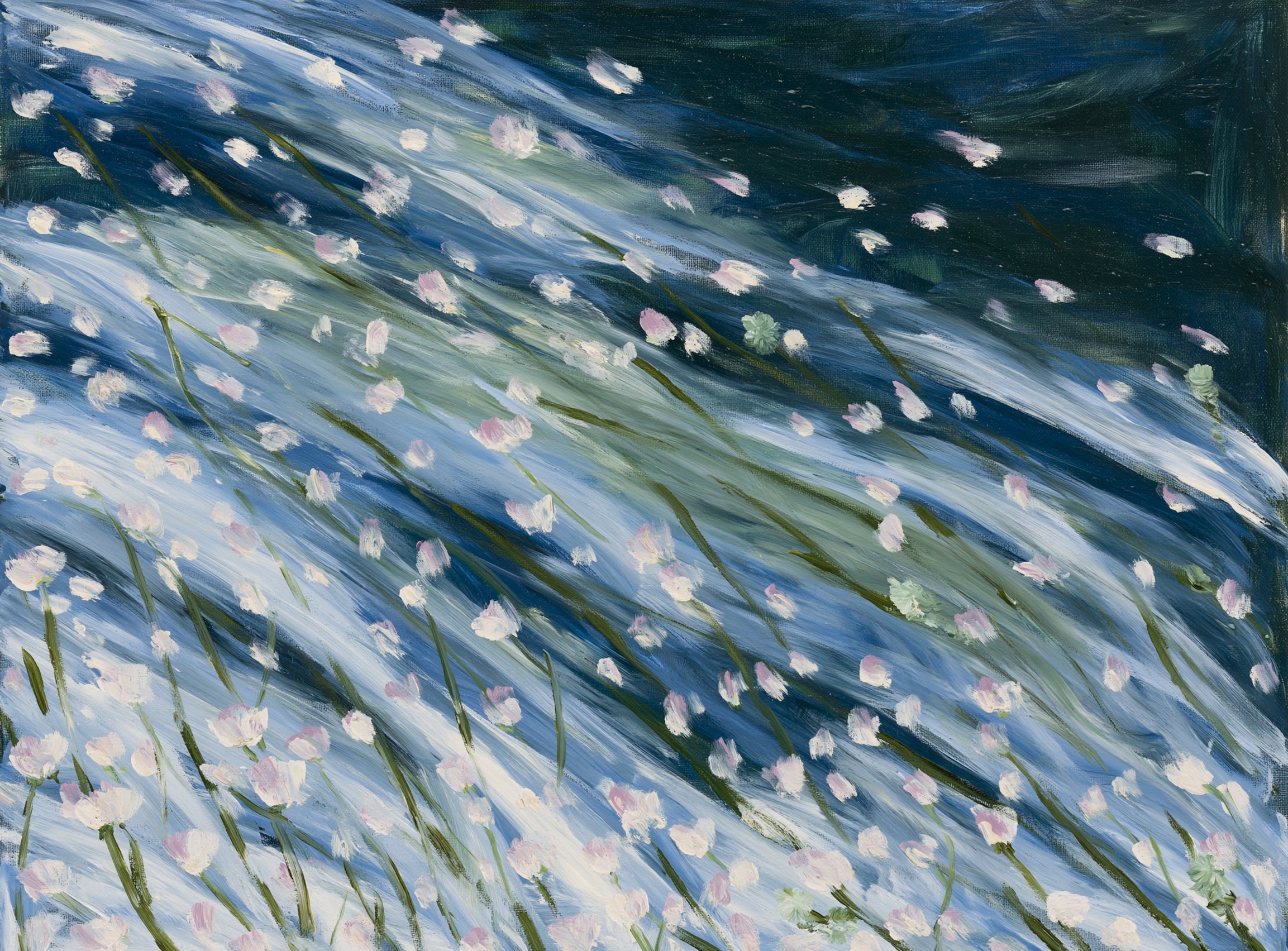 Flowers in a blue rush
