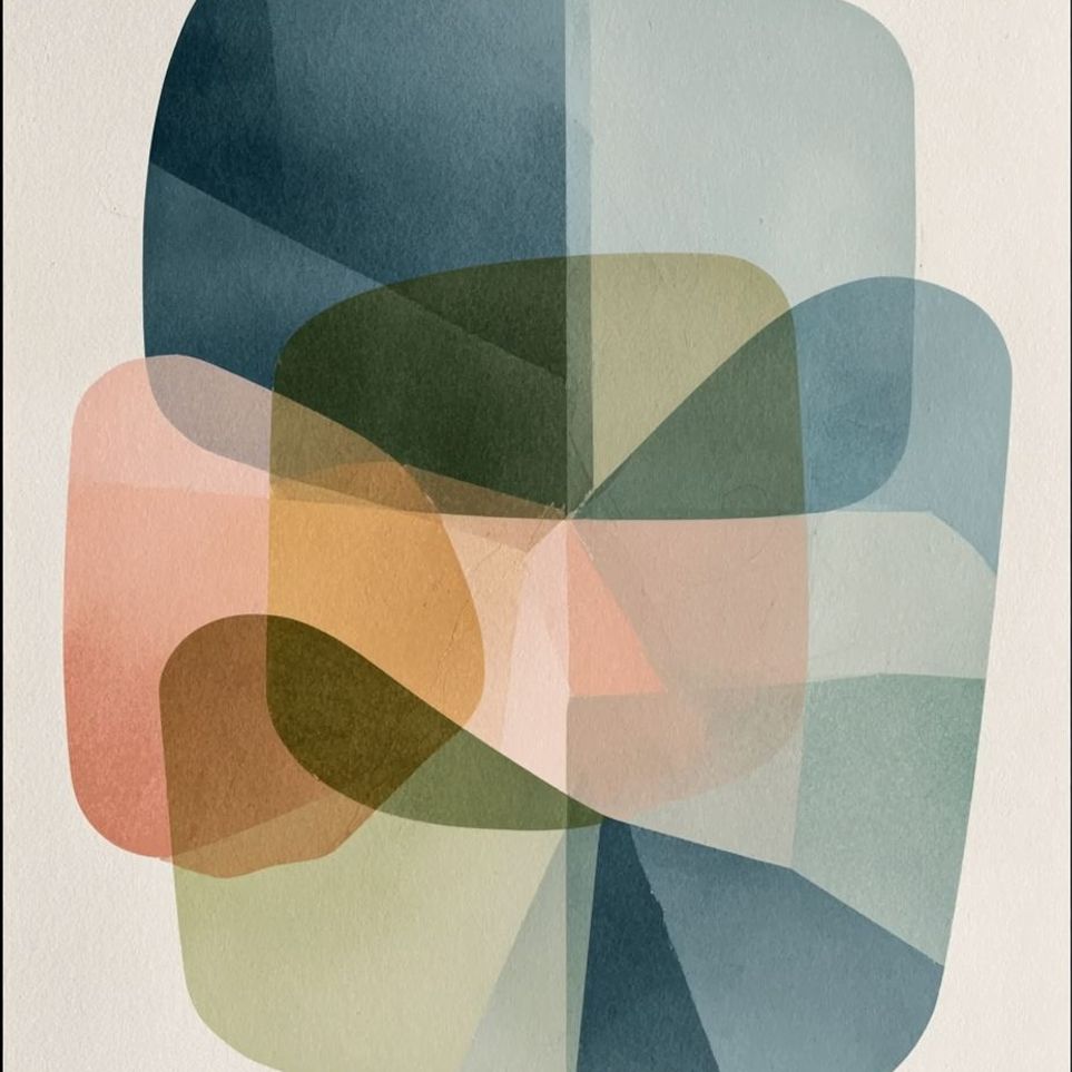 Muted blues folding through peach