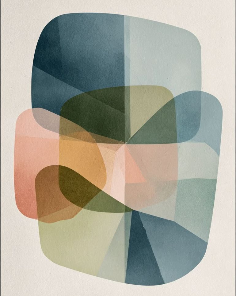 Muted blues folding through peach