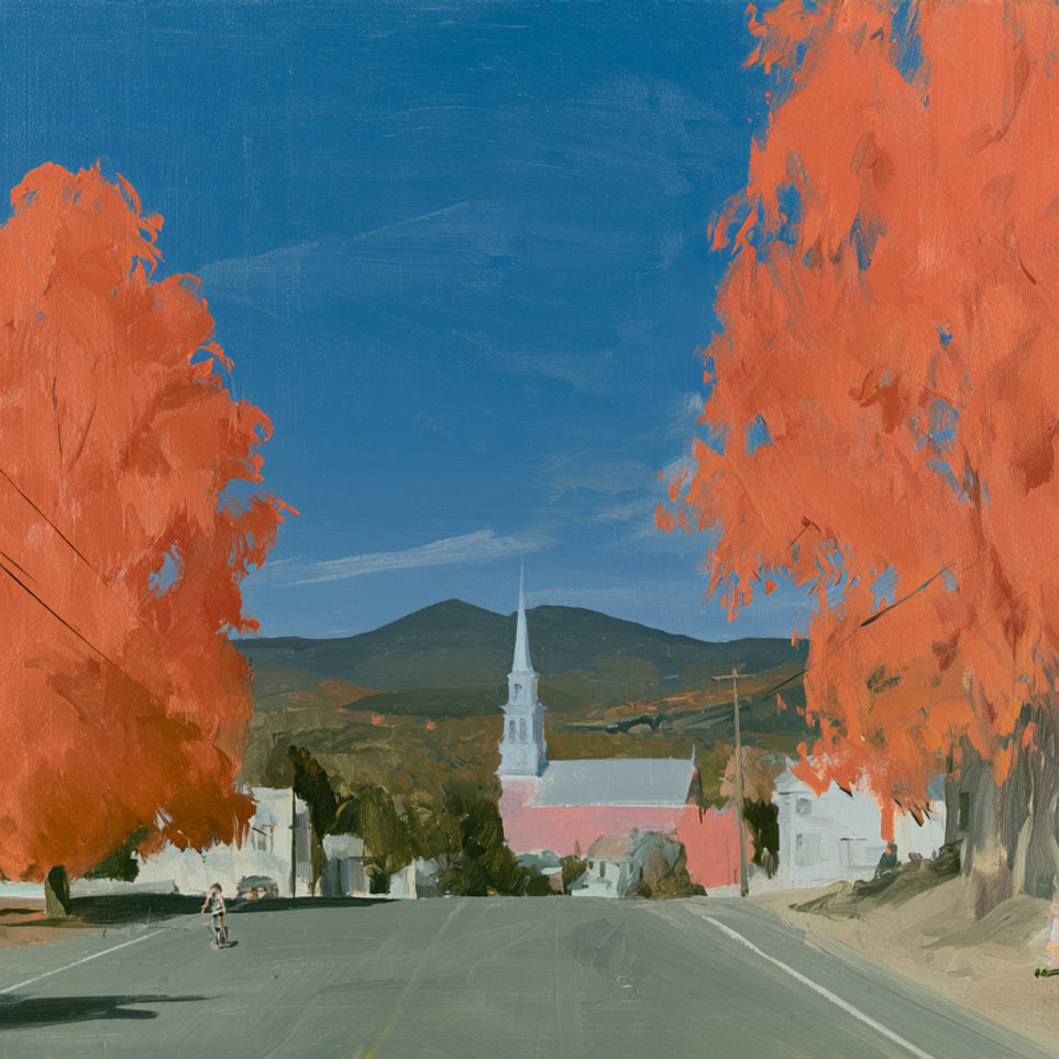 Orange trees over the steeple road
