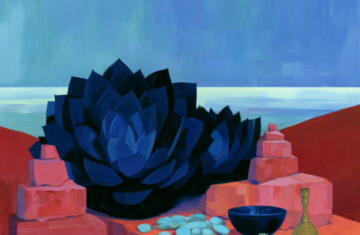 Blue flower in red light