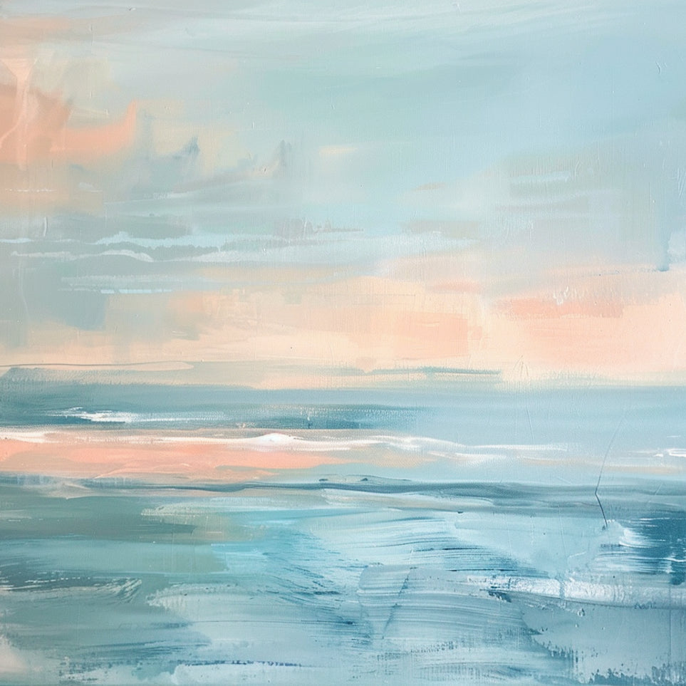 Peach light on blue sea