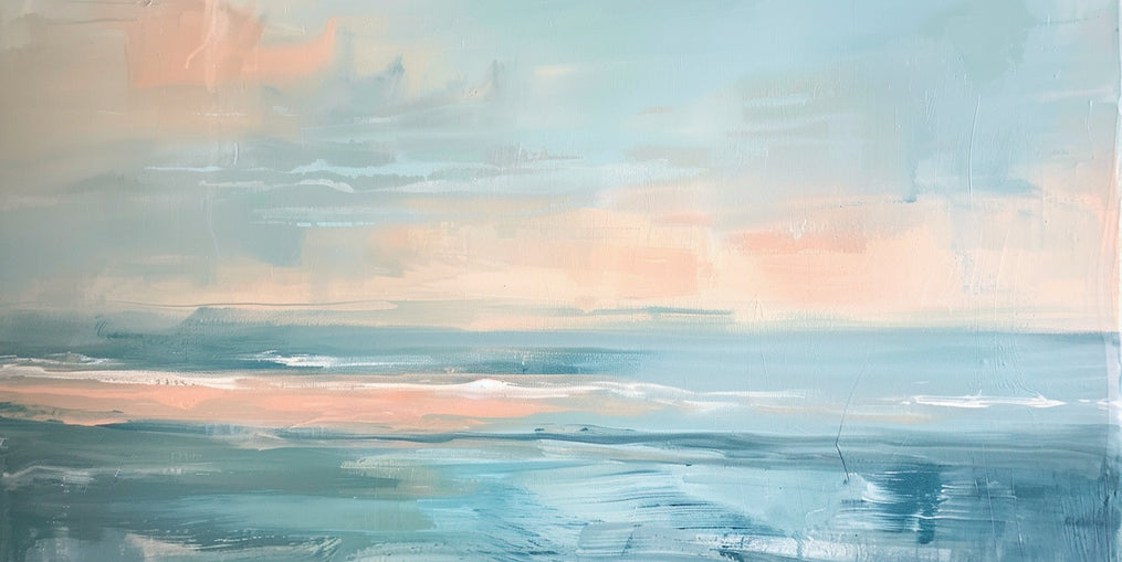 Peach light on blue sea