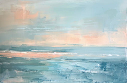 Peach light on blue sea