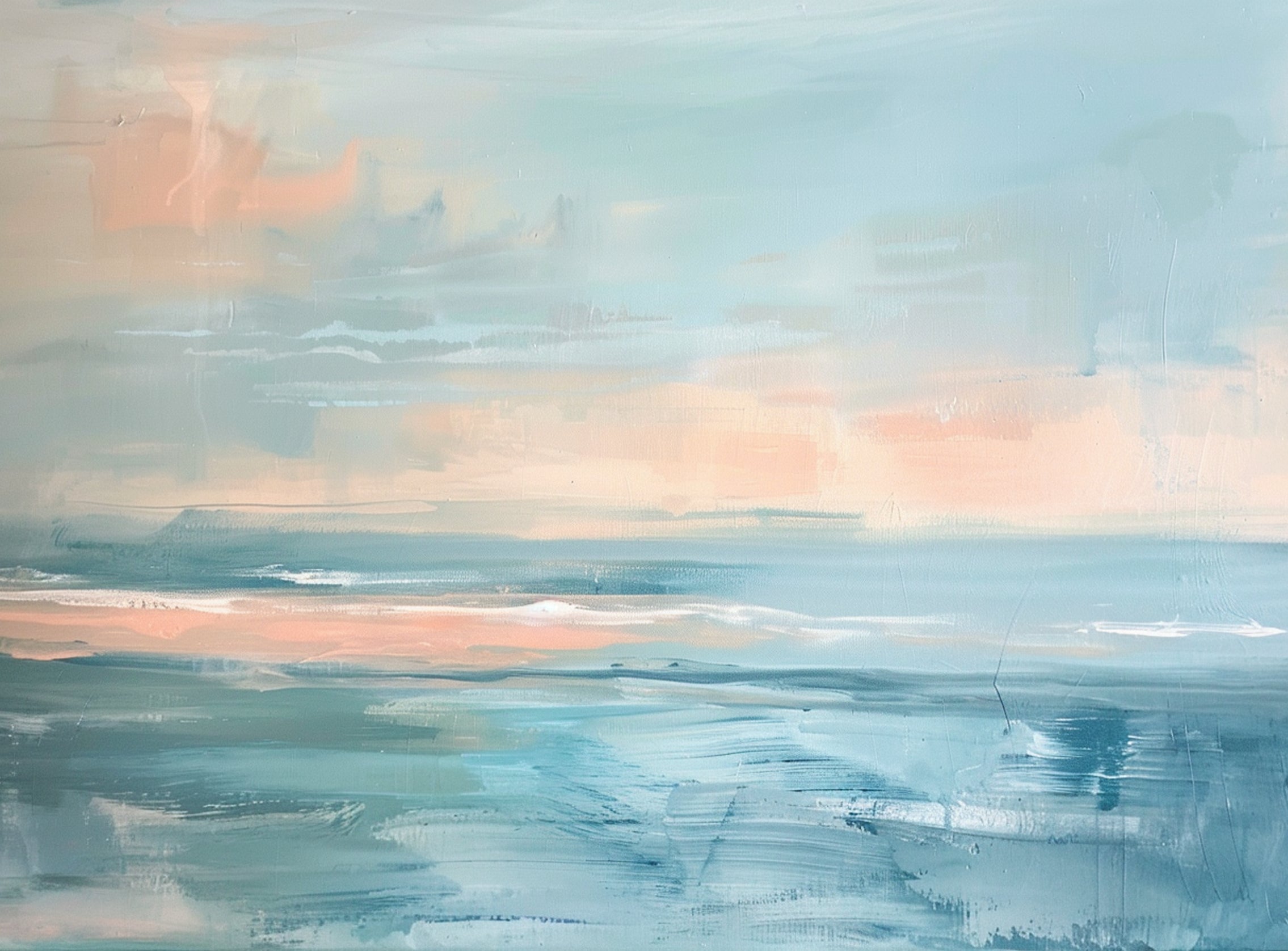 Peach light on blue sea