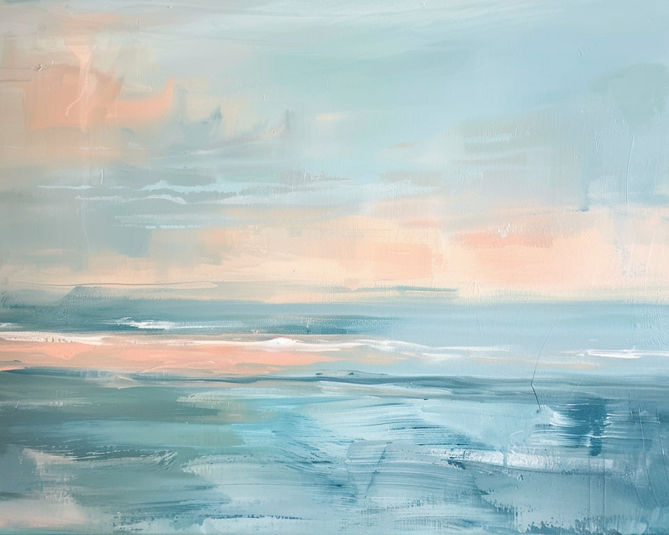 Peach light on blue sea