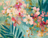 Blossoms over teal leaves
