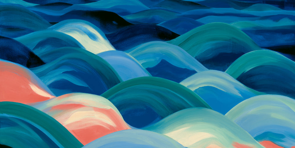 Pink light among blue waves