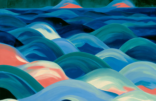 Pink light among blue waves