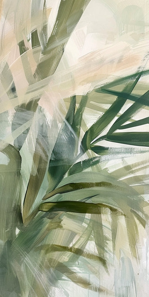 Green leaves in milky light
