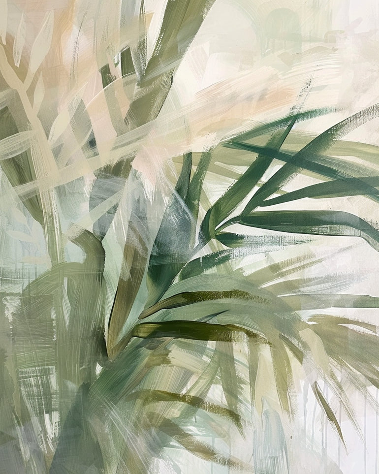 Green leaves in milky light