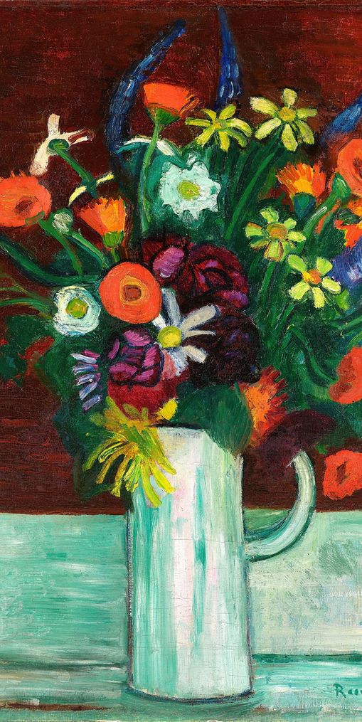 Flowers above the green table