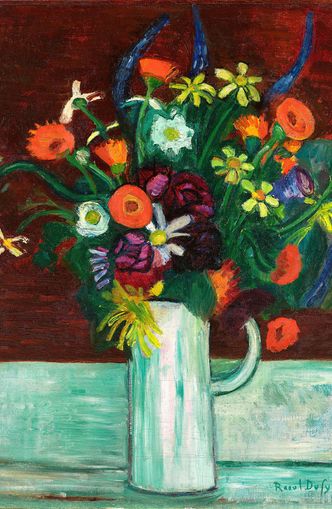Flowers above the green table
