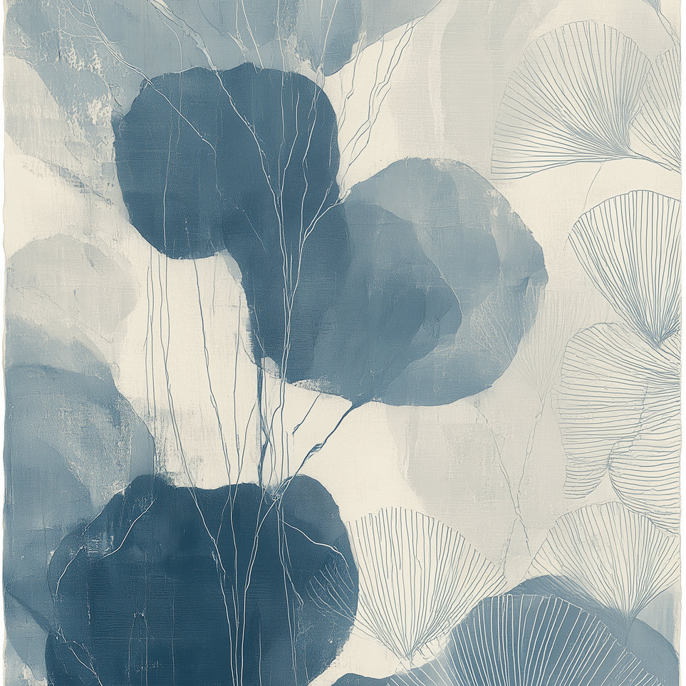 Ginkgo fans among round leaves