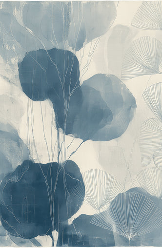 Ginkgo fans among round leaves