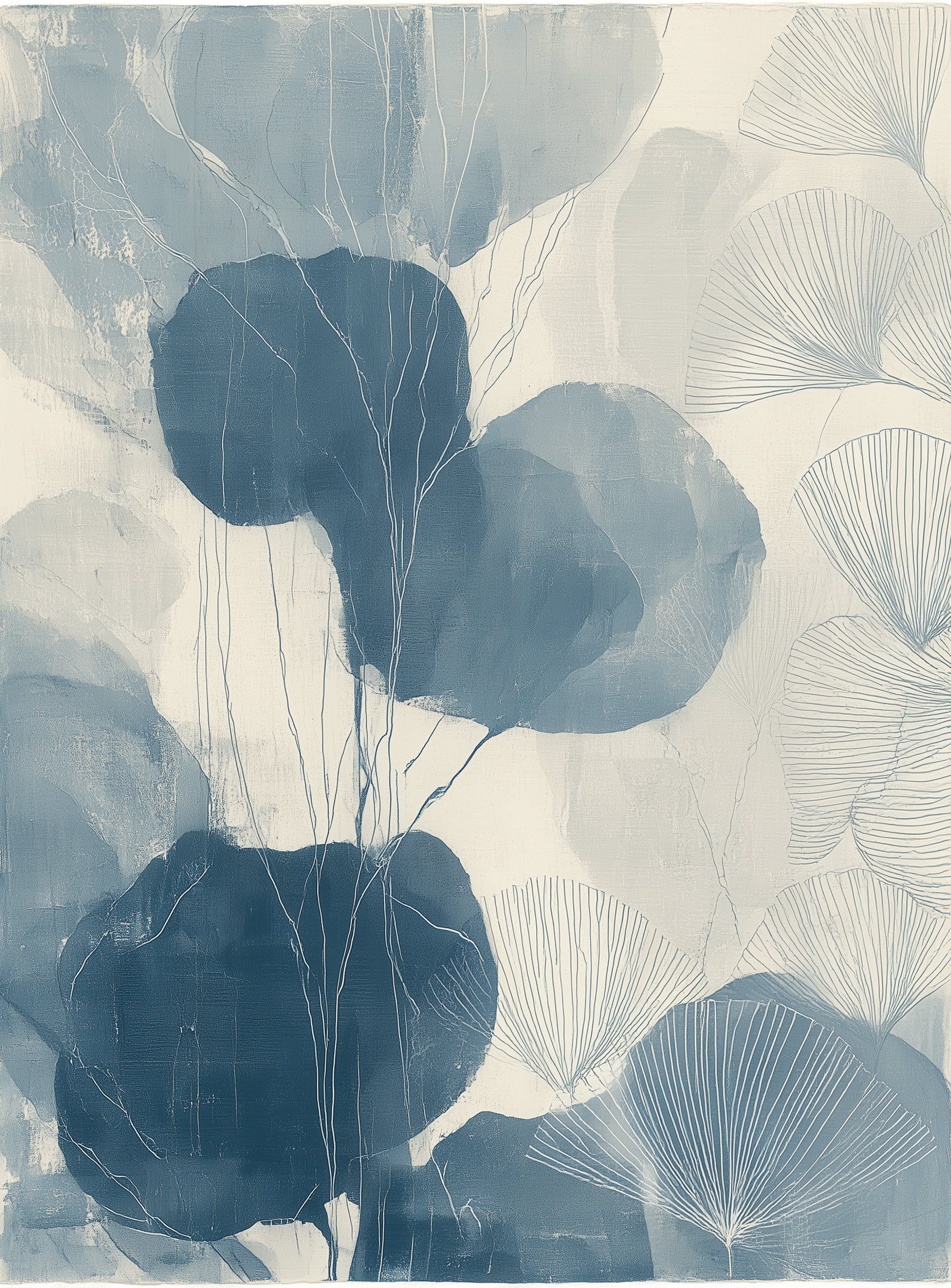 Ginkgo fans among round leaves