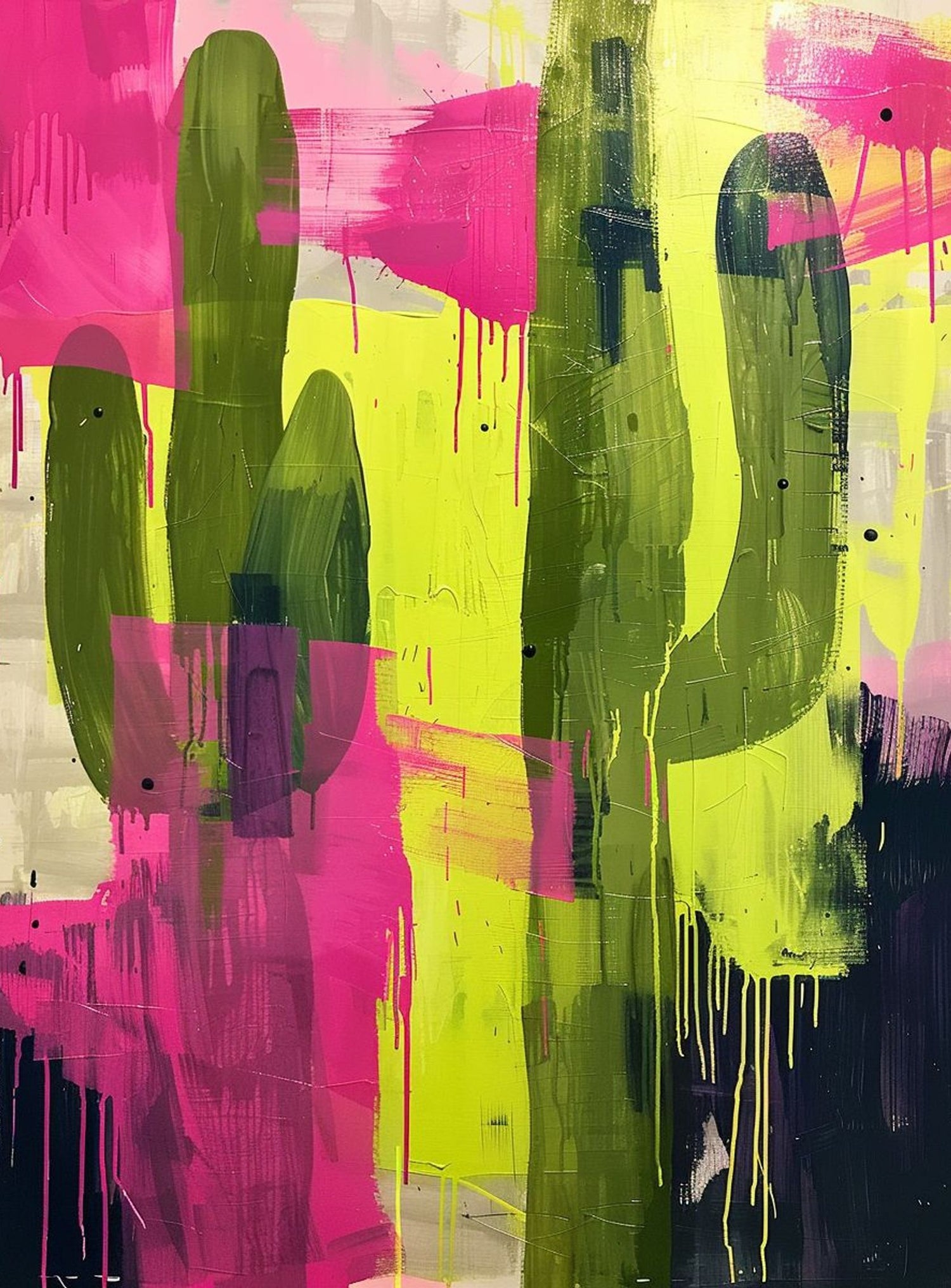 Dark columns within neon wash