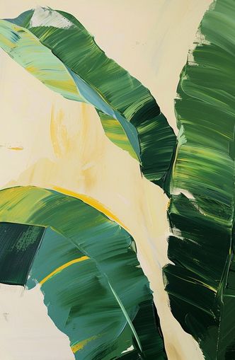 Green leaves in soft cream light