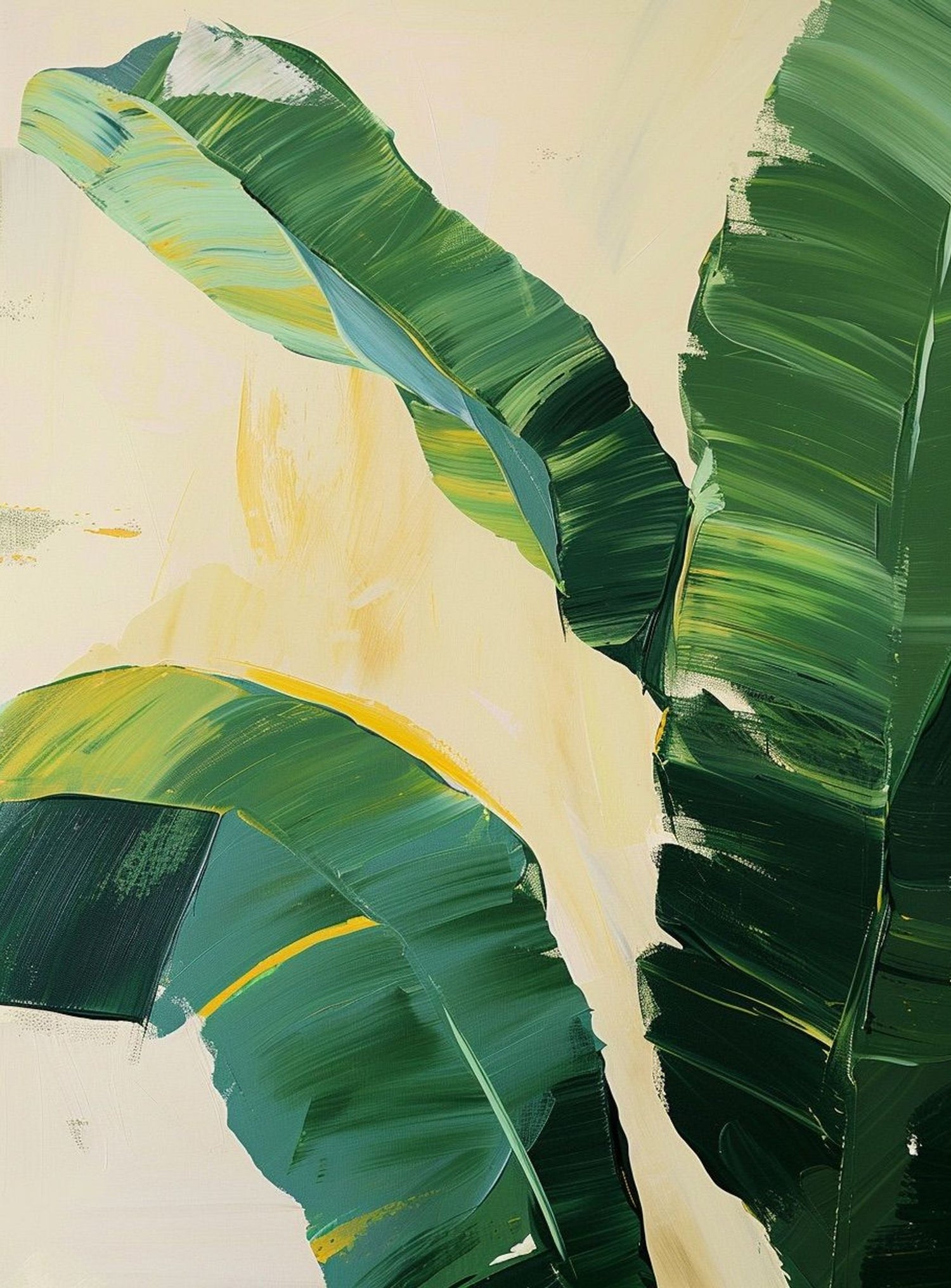 Green leaves in soft cream light