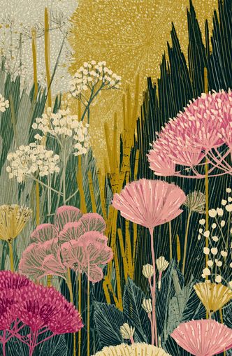 Wildflowers pressing into dusk