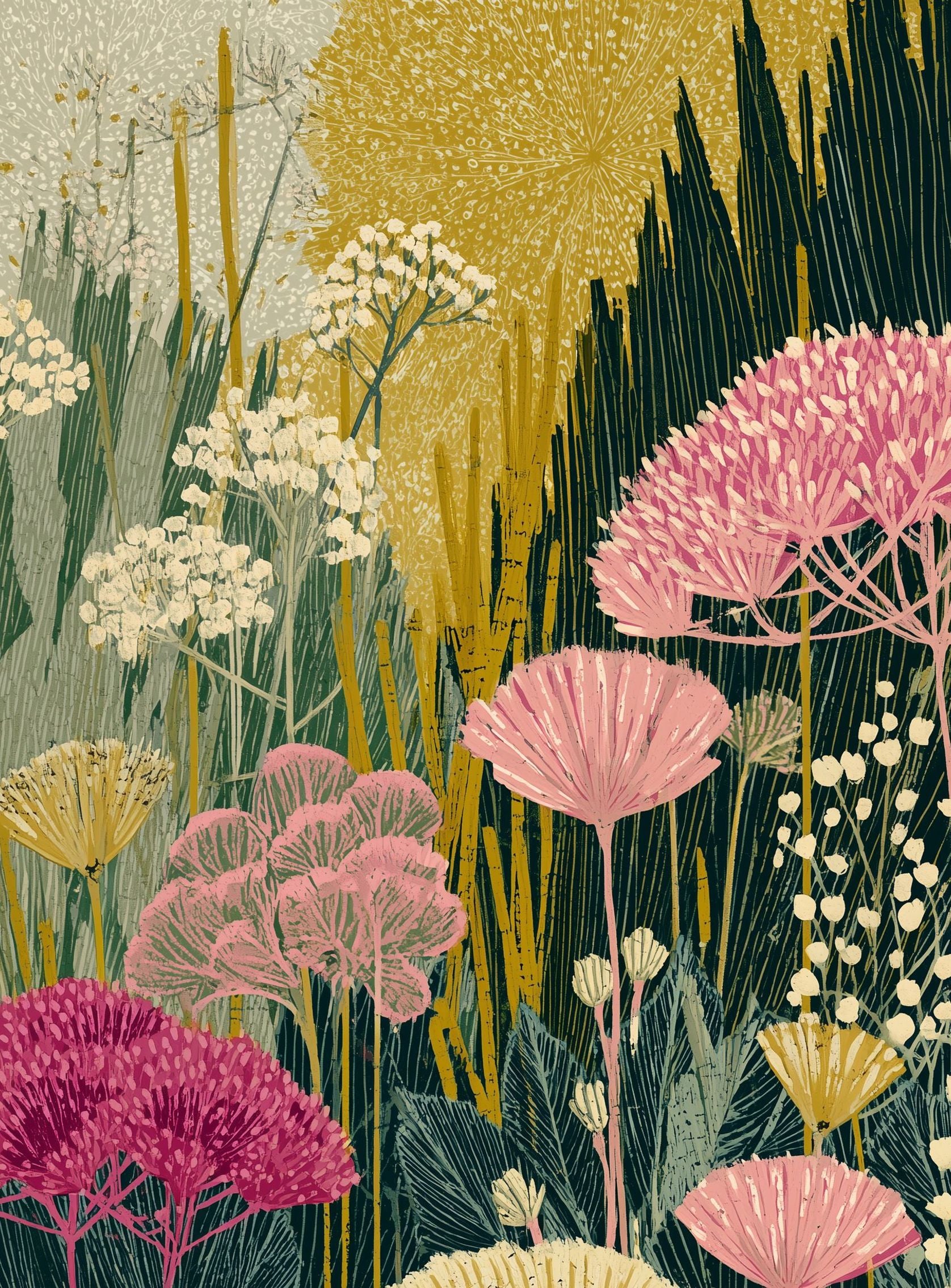 Wildflowers pressing into dusk