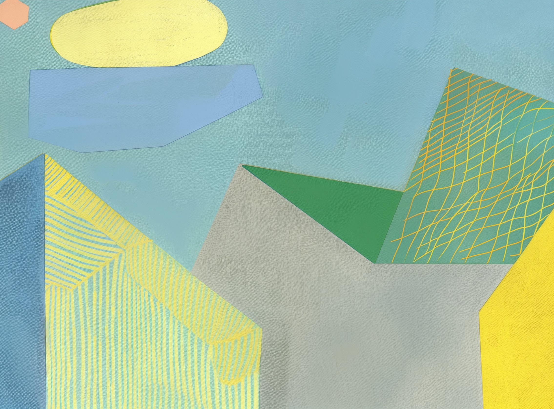 Crosshatched planes on blue