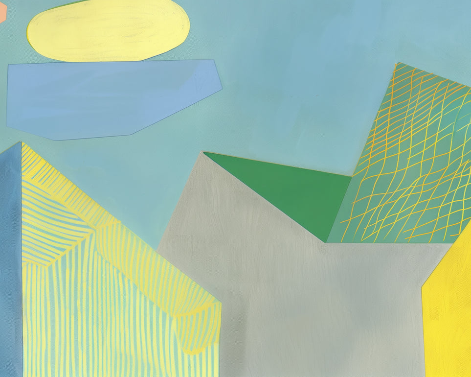 Crosshatched planes on blue