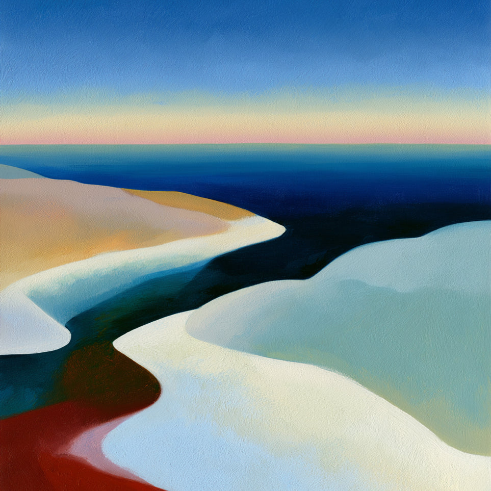 Blue sky over white dunes
