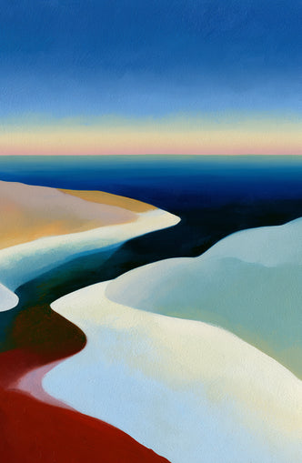 Blue sky over white dunes