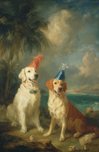Party hats by the sea