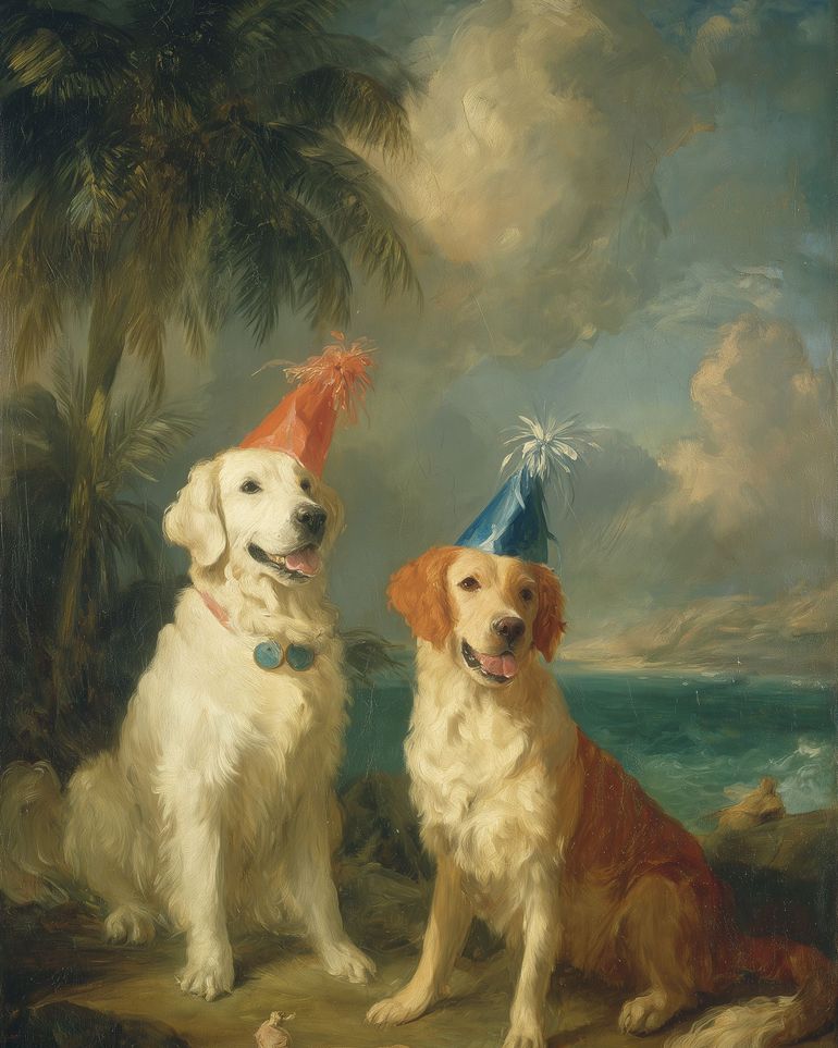Party hats by the sea