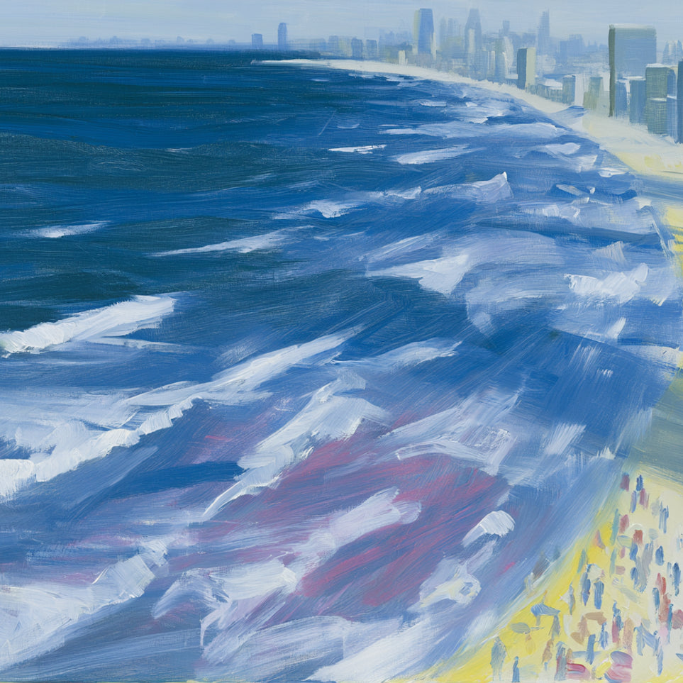 White surf along the skyline