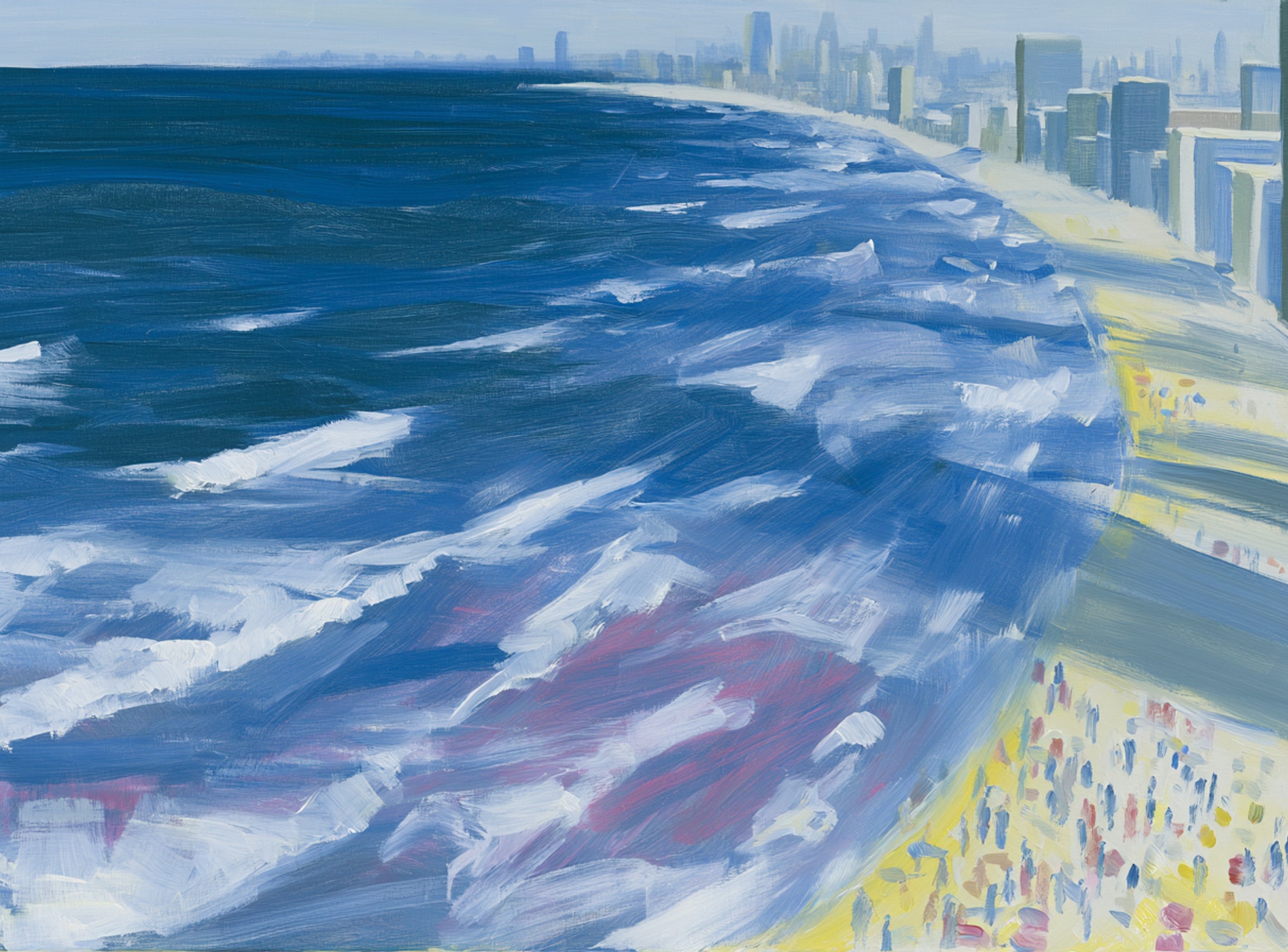 White surf along the skyline
