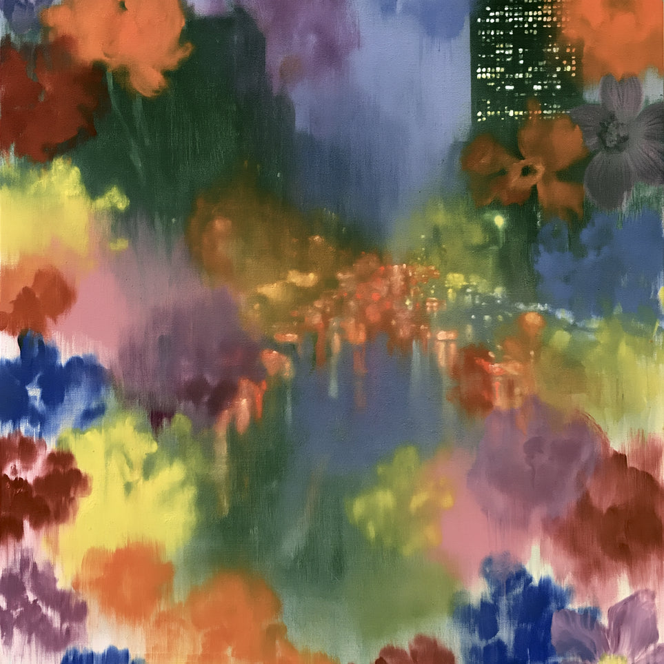 City lights in painted bloom
