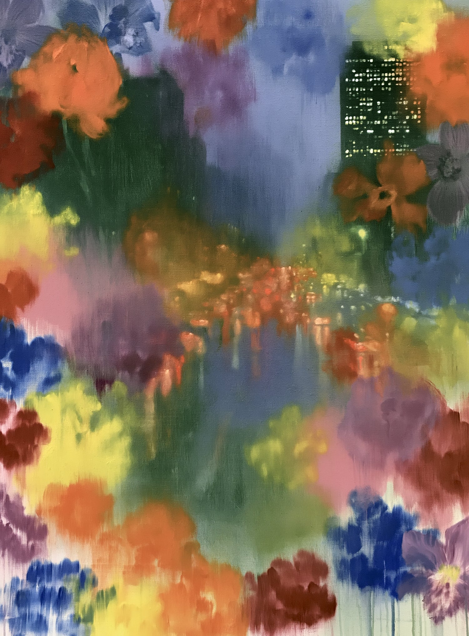 City lights in painted bloom