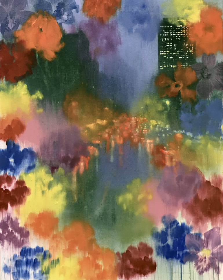 City lights in painted bloom