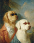 Two dogs in sunglasses