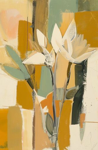 White flowers in ochre light