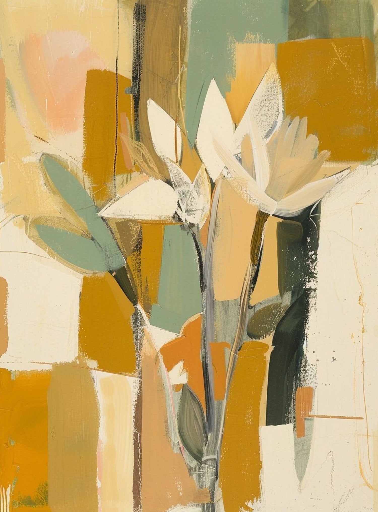 White flowers in ochre light