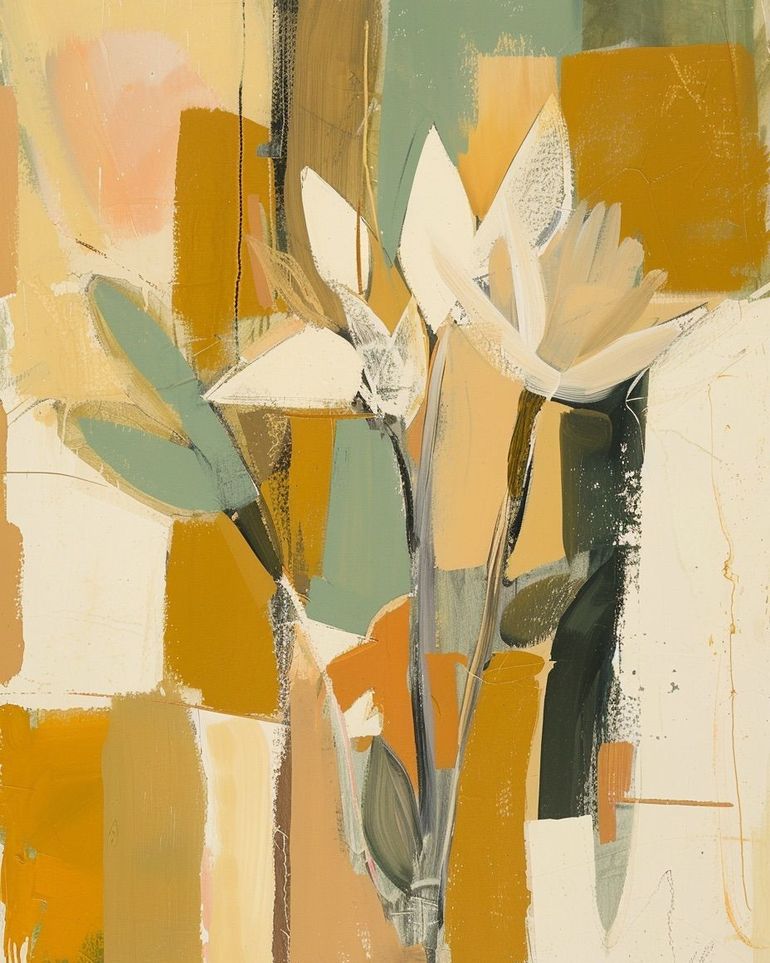 White flowers in ochre light