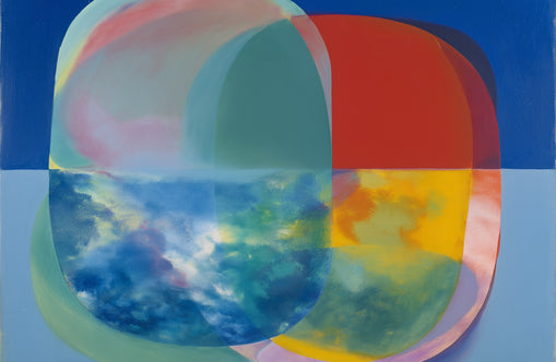 Translucent overlaps on blue field