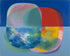 Translucent overlaps on blue field
