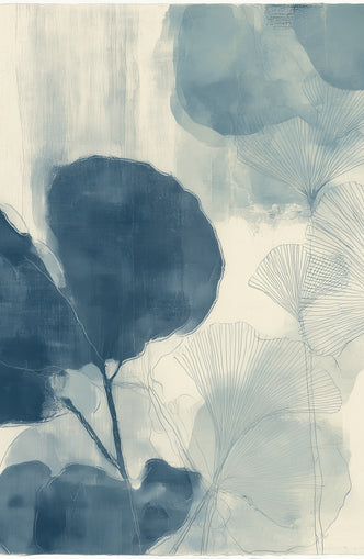 Indigo leaves on cream paper