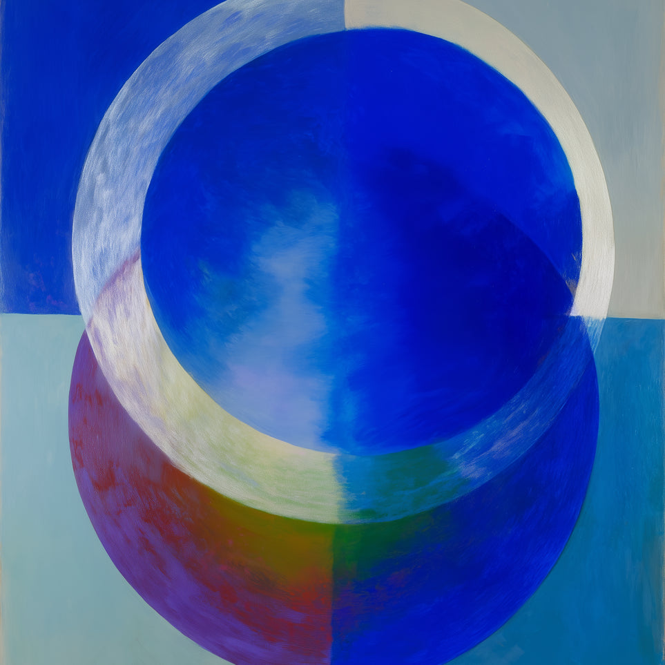 Pale arc across blue circle